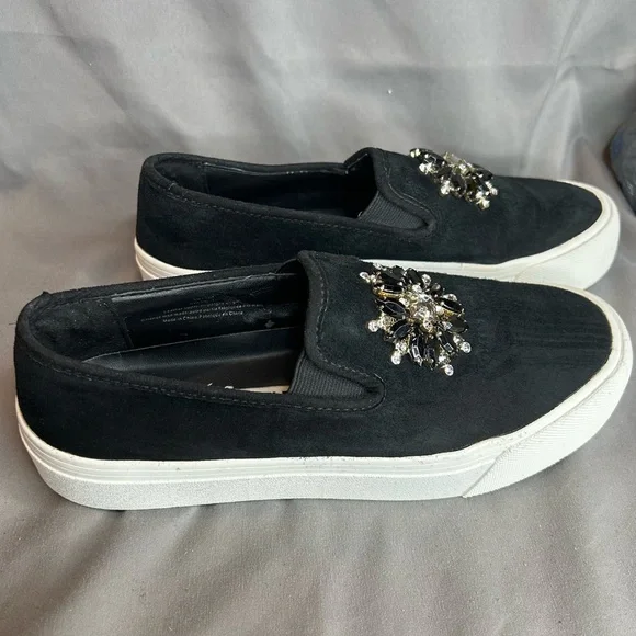 Karl Lagerfeld Black Slip-On Sneakers with Embellishments - Picture 3 of 7